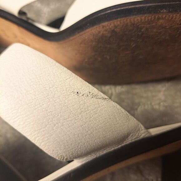 FRANCO SARTO Slip On Sandals WOMENS SIZE 8.5M white leather heeled open toe twee - Picture 12 of 12